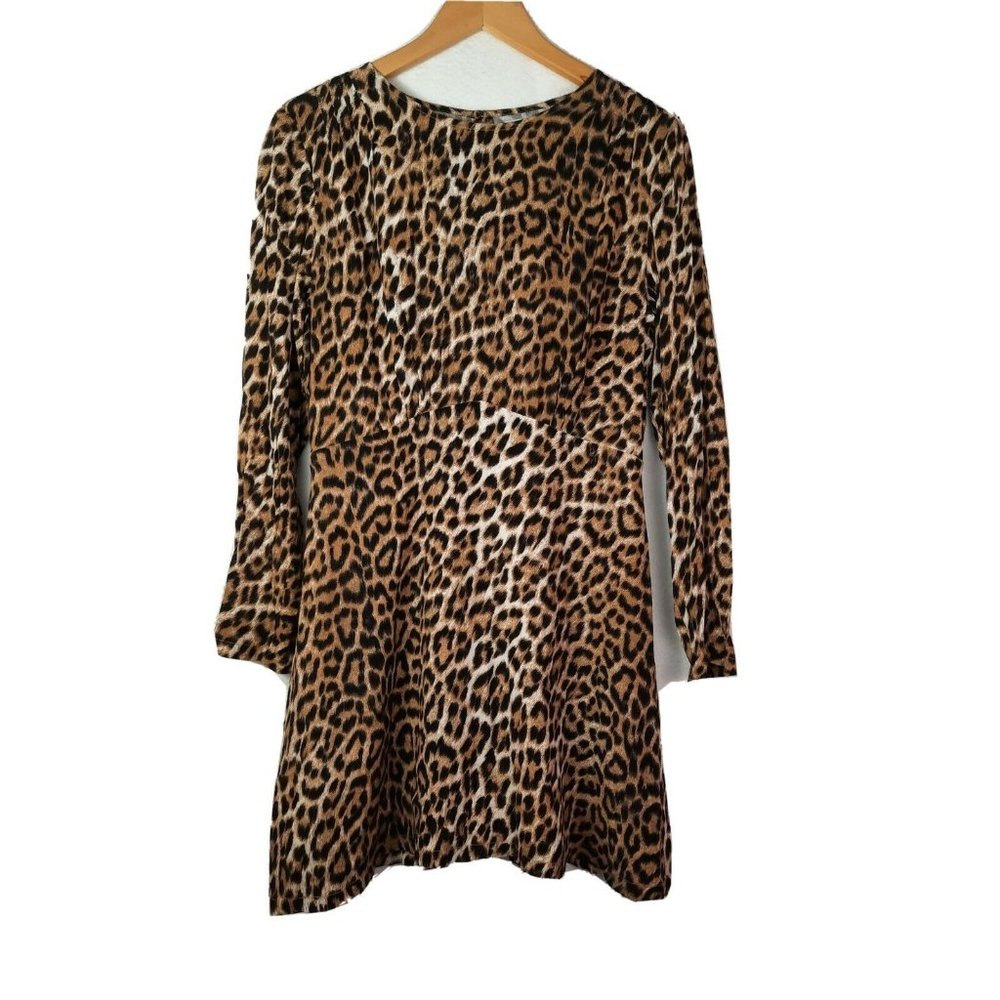 Frnch womens brown animal print scoop dress